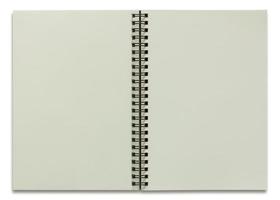 Cahier à spirale ouvert isolé sur blanc photo