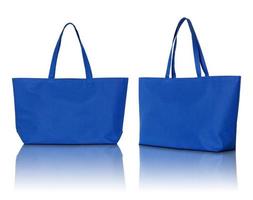 sac à provisions bleu sur fond blanc photo