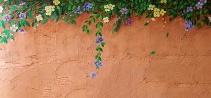 flou dessinant des fleurs sur le mur photo