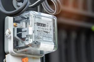 compteur de puissance de mesure électrique pour le coût de l'énergie à la maison et au bureau. photo