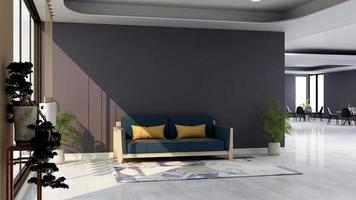 concept de design d'intérieur de salon moderne - salle de détente confortable en rendu 3d photo