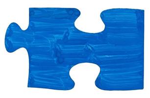 un morceau de puzzle peint en bleu photo