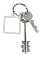 deux clés de maison et porte-clés carré sur anneau photo