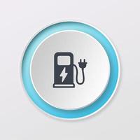 bouton de lecture icône de logo de conception numérique de station de charge de véhicule électrique de couleur blanche photo
