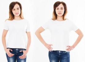 ensemble deux femmes t-shirt isolé sur fond blanc, t-shirt fille photo