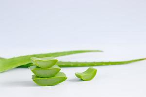 vue de dessus des feuilles d'aloe vera fraîches. concept de fond de spa. photo