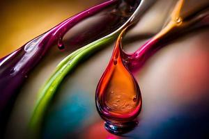 gouttes d'huile colorées transparentes gros plan abstrait, art généré par le réseau de neurones photo