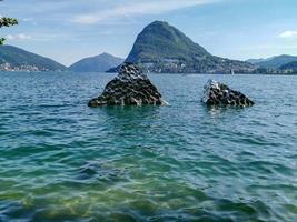 lugano vue paysage urbain depuis le lac photo