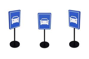Illustration de rendu 3d des panneaux de signalisation des véhicules motorisés uniquement