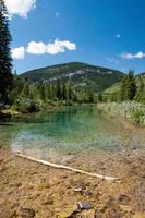 eau calme avec vue sur les montagnes photo