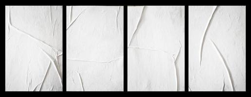 ensemble de papier collé blanc vierge pour la superposition de texture d'affiche. motif froissé et froissé pour le fond. collection de papier humide emmêlé pour la conception d'affiches, de dépliants, de brochures et de bannières de maquette photo