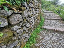 vieux chemin de mur de pierre en italie cinque terre photo