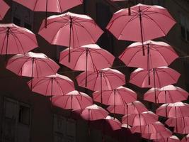 grasse france parapluies roses rue photo