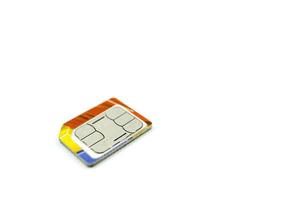 Puce de carte micro sim téléphone cellulaire mobile isolated on white photo