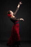 femme espagnole, danse flamenco, sur, noir
