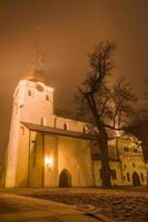 Cathédrale St Mary (église du dôme) sur nuit brumeuse givrée, Tallinn photo