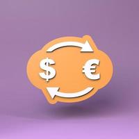 conversion dollar et euro. illustration de rendu 3d. photo