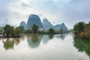 surface des rivières et des pics karstiques à yangshuo photo