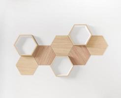 étagère hexagonale pour maquette de l'espace de copie photo