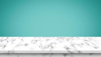table en marbre vide avec fond turquoise. photo