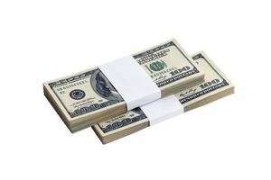 liasse de billets d'un dollar américain isolés sur blanc. pack d'argent américain avec une haute résolution sur fond blanc parfait photo