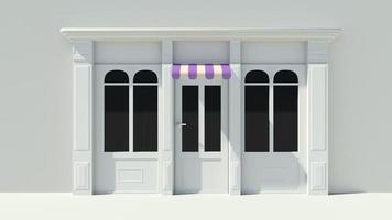 vitrine ensoleillée avec de grandes fenêtres façade de magasin blanc photo
