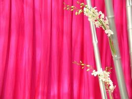 orchidées en face de soie thaï rose photo