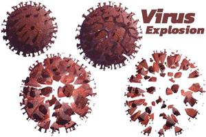virus corona mort ou destruction de virus après un vaccin médical sur fond rouge. rendu 3D photo