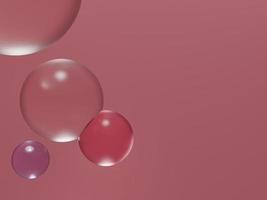 toile de fond rose avec des bulles pour l'affichage des produits cosmétiques. rendu 3d. photo