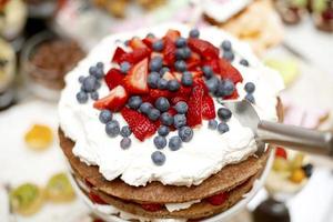 gâteau aux fraises et myrtilles