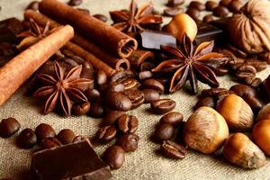 Assortiment aromatique de chocolat, café, anis et cannelle sur l photo