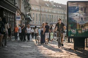 suède, 2022 -personnes marchant dans la rue photo