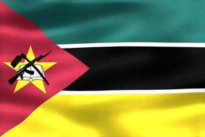 Illustration 3d d'un drapeau mozambicain - drapeau en tissu ondulant réaliste photo