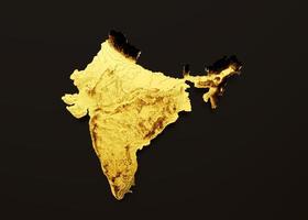 carte de l'inde métal doré couleur hauteur fond de carte illustration 3d photo