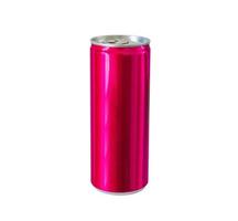 Boisson gazeuse de couleur rose en aluminium peut être isolée sur fond blanc avec un tracé de détourage photo