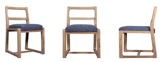 chaise en bois tissu à différents angles isolé sur fond blanc. série de meubles photo