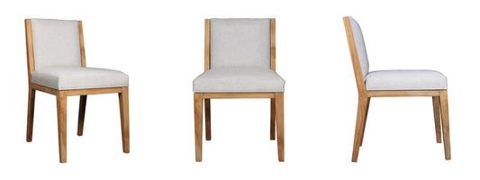 ensemble unique de chaise en bois de tissu à différents angles isolé sur fond blanc. série de meubles photo