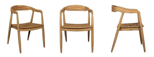 chaise en bois unique unique à différents angles isolé sur fond blanc. série de meubles photo