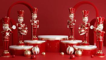 Podium de cylindre de rendu 3D à Noël photo