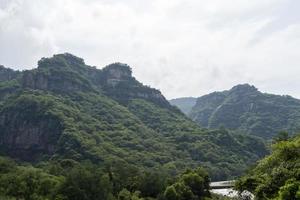 rivière sale vue à travers le ravin huentitan à guadalajara, végétation verte, arbres, plantes et montagnes, mexique photo