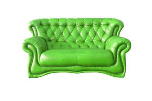 Fauteuil en cuir vert de luxe isolé sur fond blanc photo