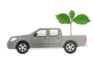 papier de voiture avec plante verte photo