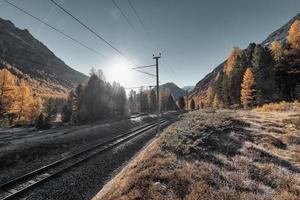 chemin de fer de la vallée alpine dans les alpes suisses photo