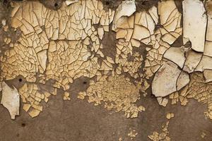 peinture blanche décollée sur une vieille surface de panneaux de fibres pourries photo