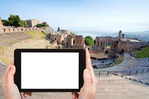 photographies touristiques du teatro greco, taormina photo