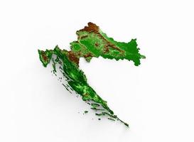 croatie carte topographique 3d carte réaliste couleur 3d illustration photo