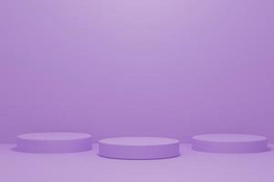 podiums de cylindre abstrait sur fond violet photo