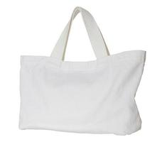 sac en tissu blanc isolé sur fond blanc avec un tracé de détourage photo