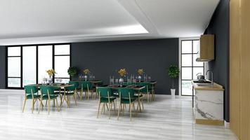 Rendu 3d garde-manger de bureau vert moderne - concept de cuisine minimaliste de design d'intérieur photo