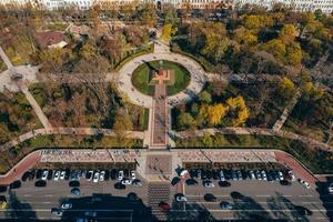 kiev. Ukraine. 18 avril 2019. monument taras shevchenko. vue aérienne. photo